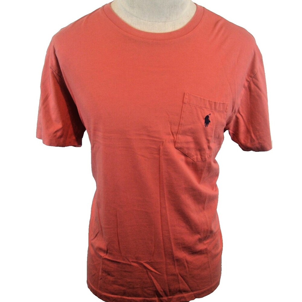 Mens Polo Ralph Lauren Red SS Cotton Crew Neck Casual T-Shirt sz Med